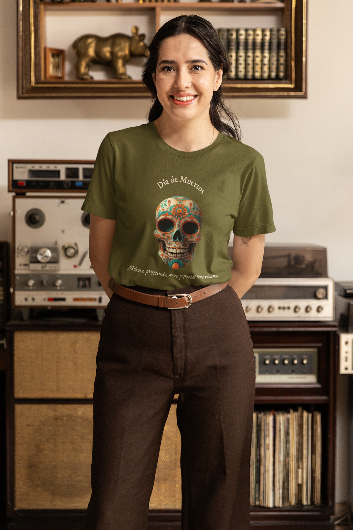 Día de Muertos (2) - Playera de algodón unisex, colores obscuros