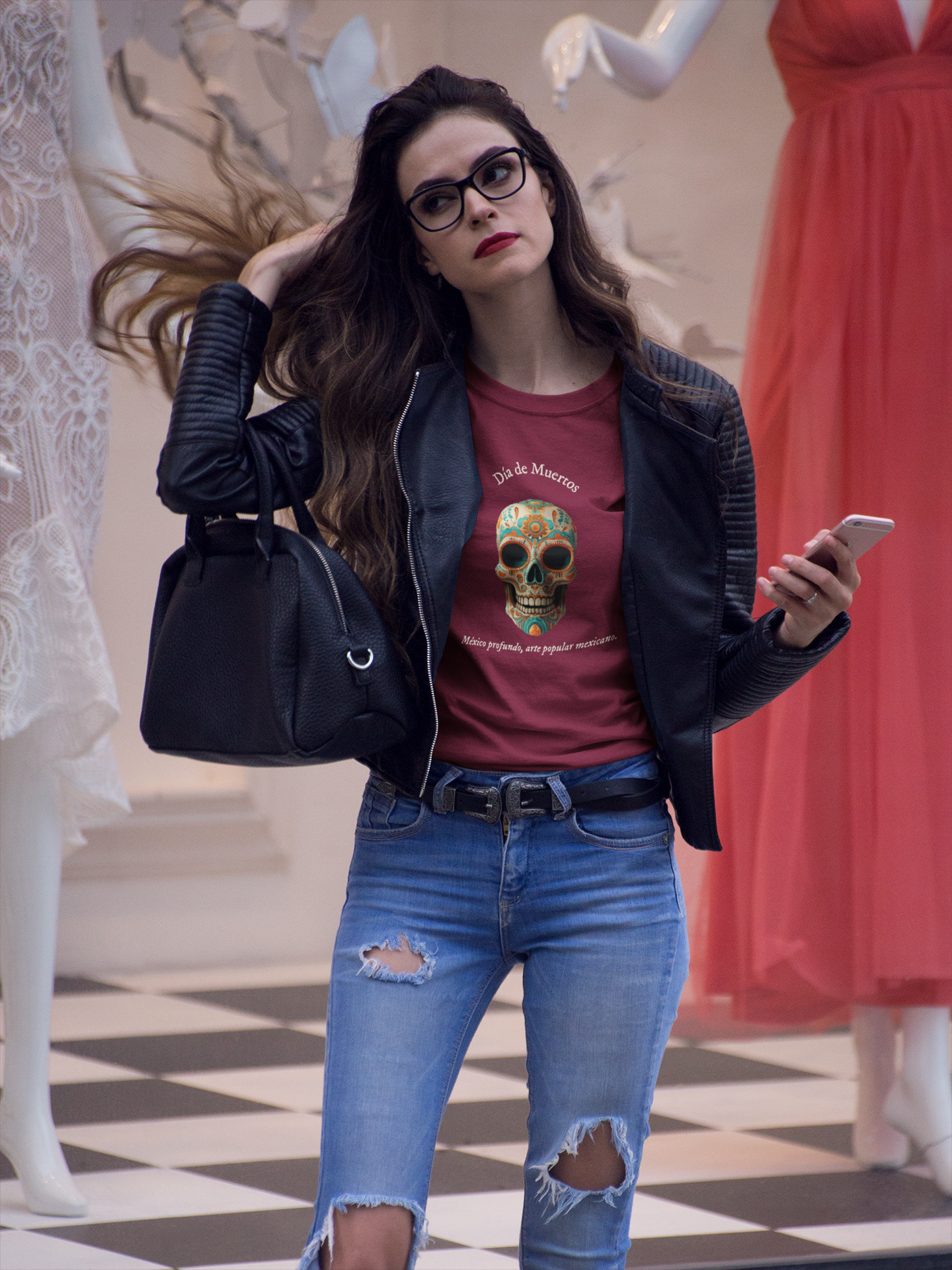 Día de Muertos (2) - Playera de algodón unisex, colores obscuros