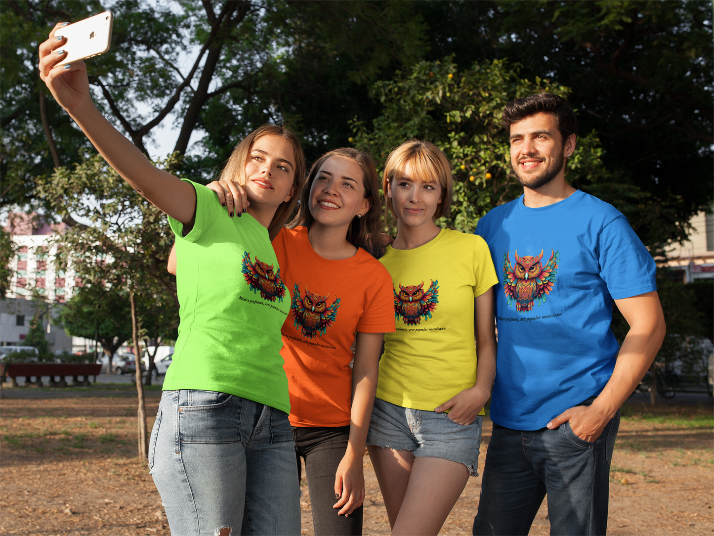 Búho - Playera de algodón unisex, colores claros