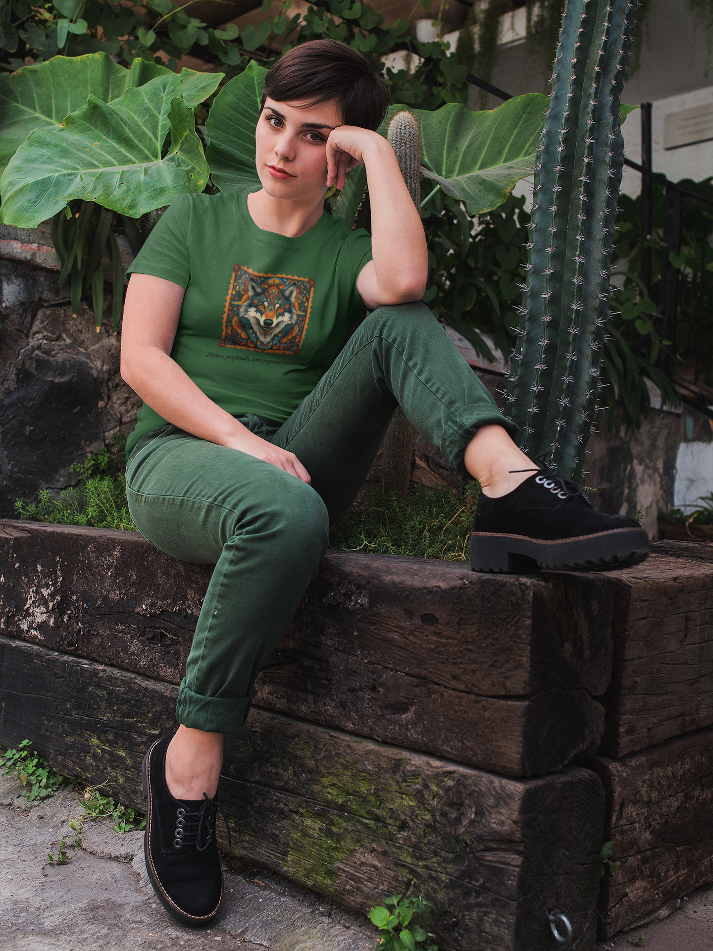 Lobo - Playera de algodón unisex, colores obscuros