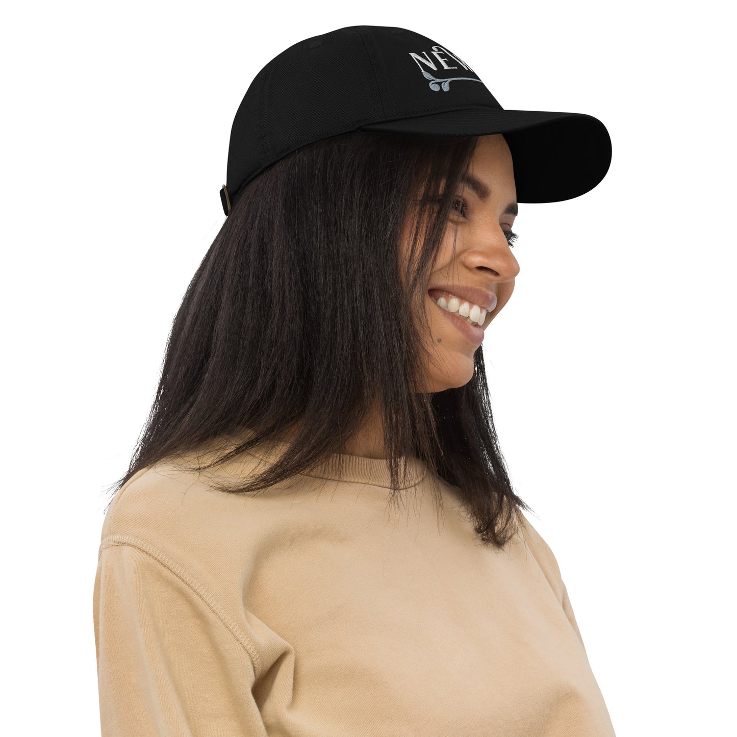 New Habits New Life White Logo Dad Hat (black color) woman 2