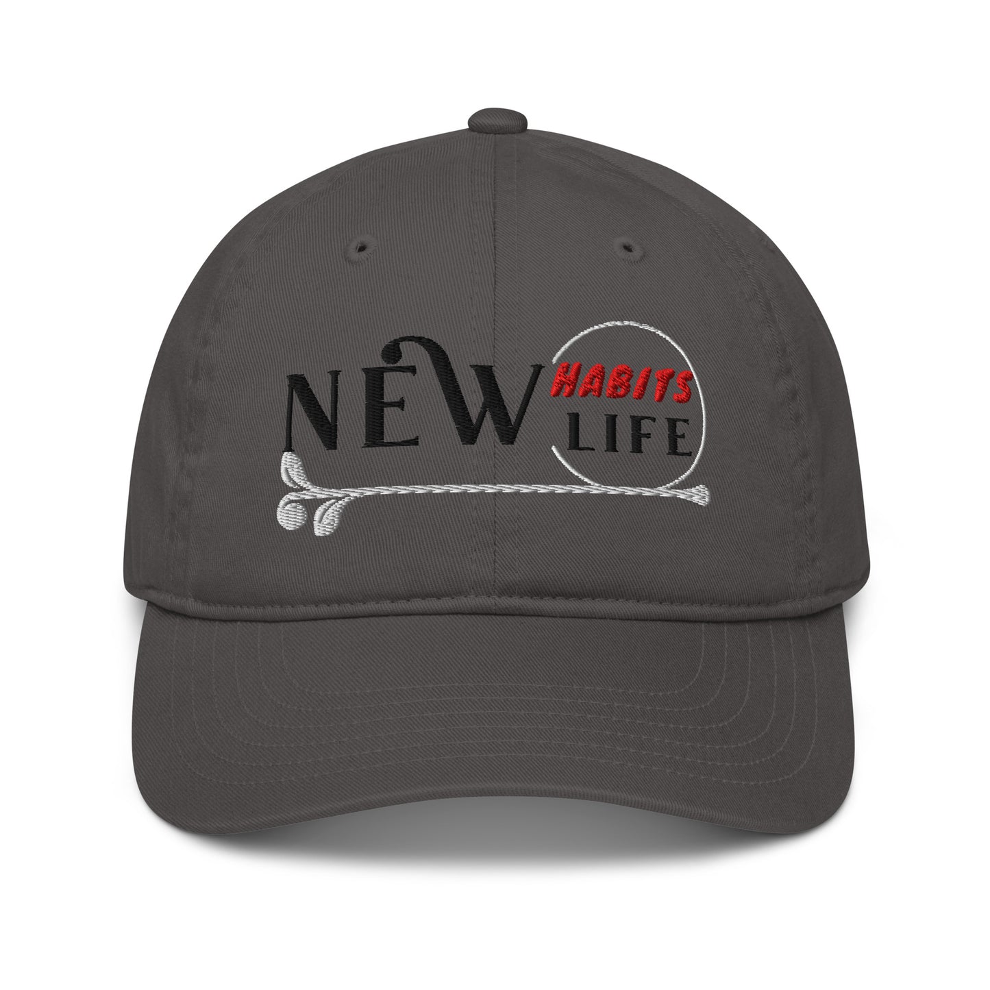 New Habits New Life Black Logo Dad Hat (charcoal color 1)