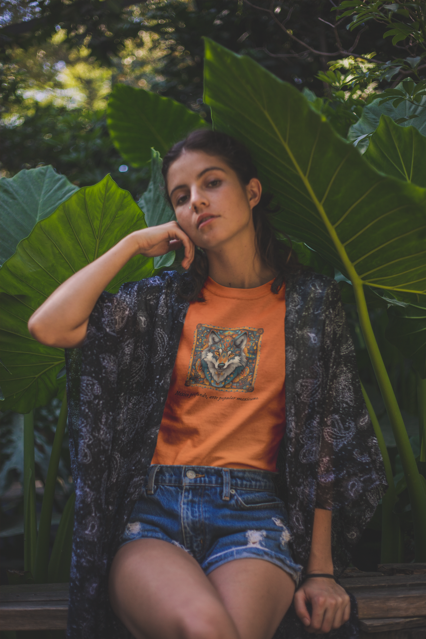 Lobo - Playera de algodón unisex, colores obscuros