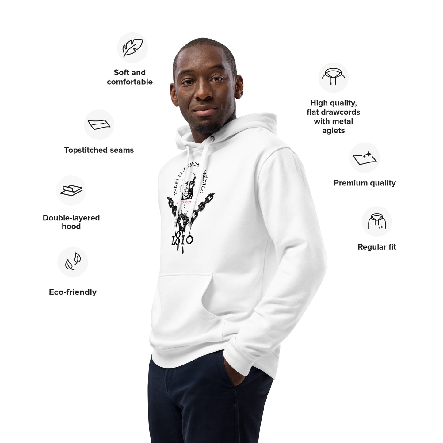 Mexican Independence (Hidalgo) eco-hoodie (features)