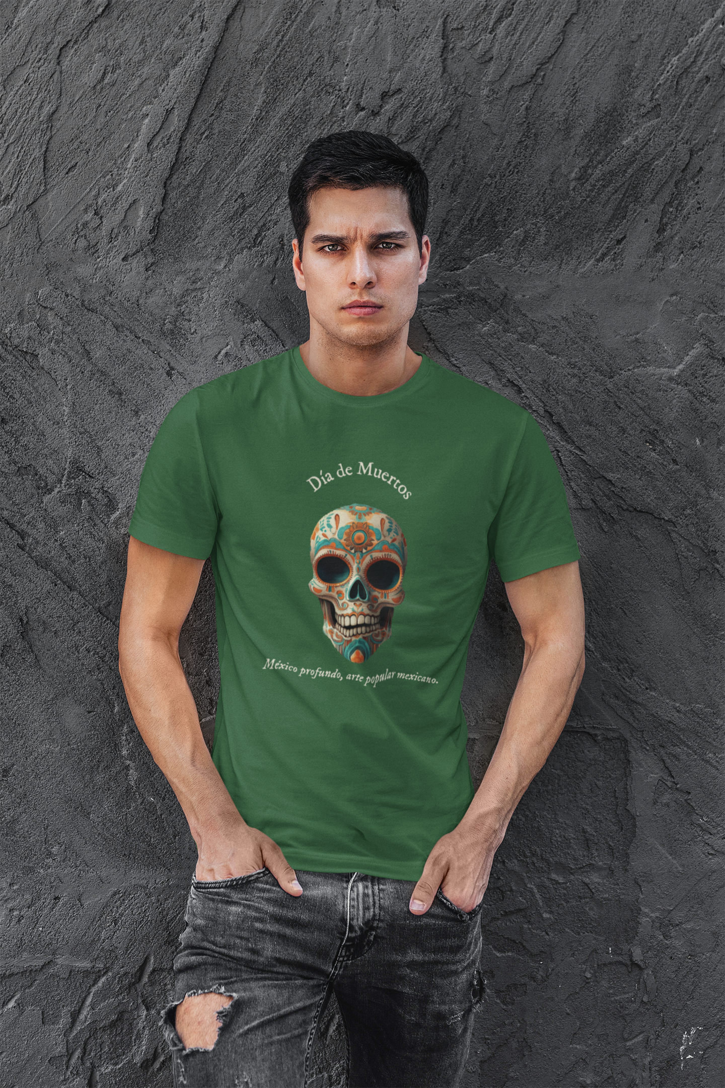 Día de Muertos (2) - Playera de algodón unisex, colores obscuros