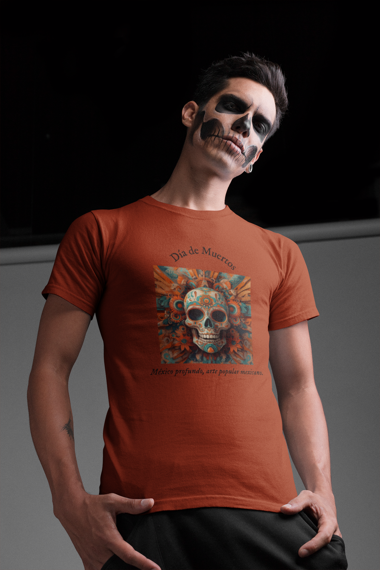 Día de Muertos - Playera de algodón unisex, colores obscuros