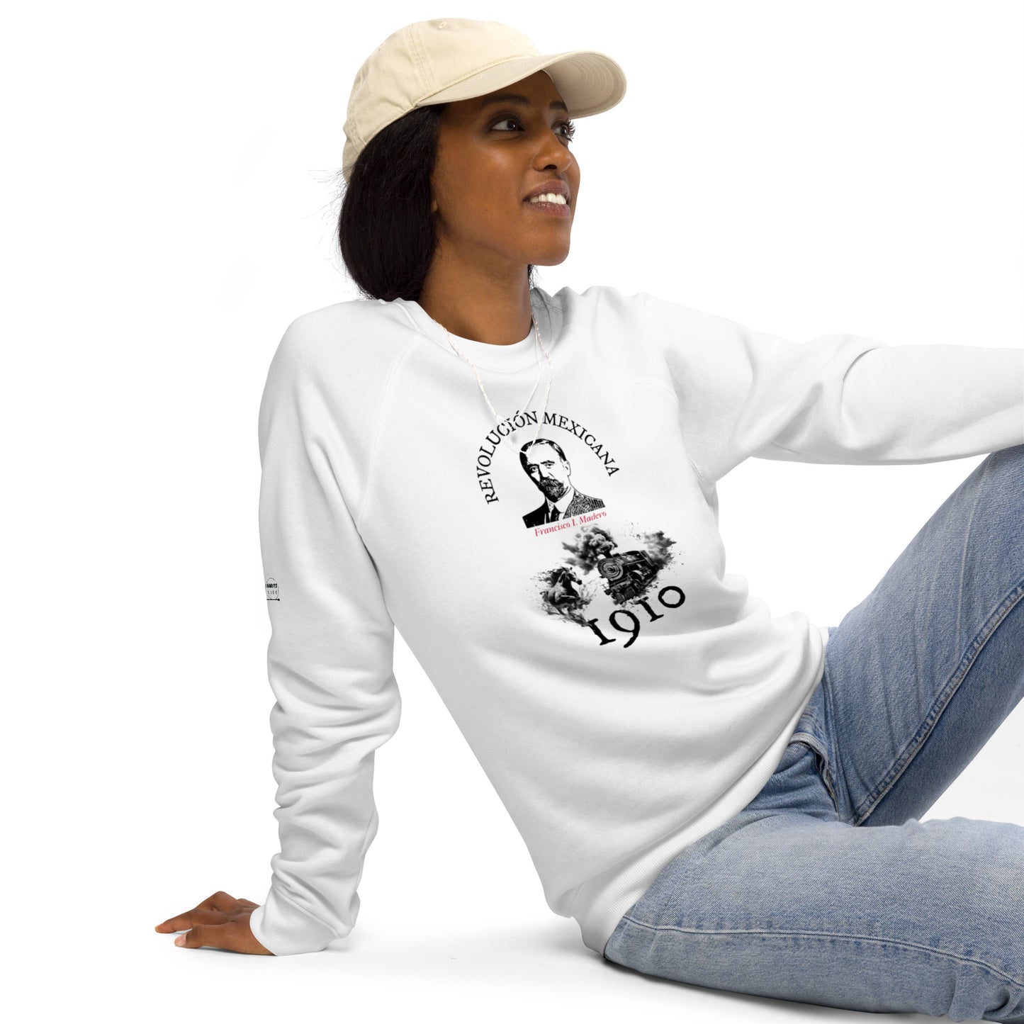 Francisco I. Madero organic raglan sweatshirt woman with cap