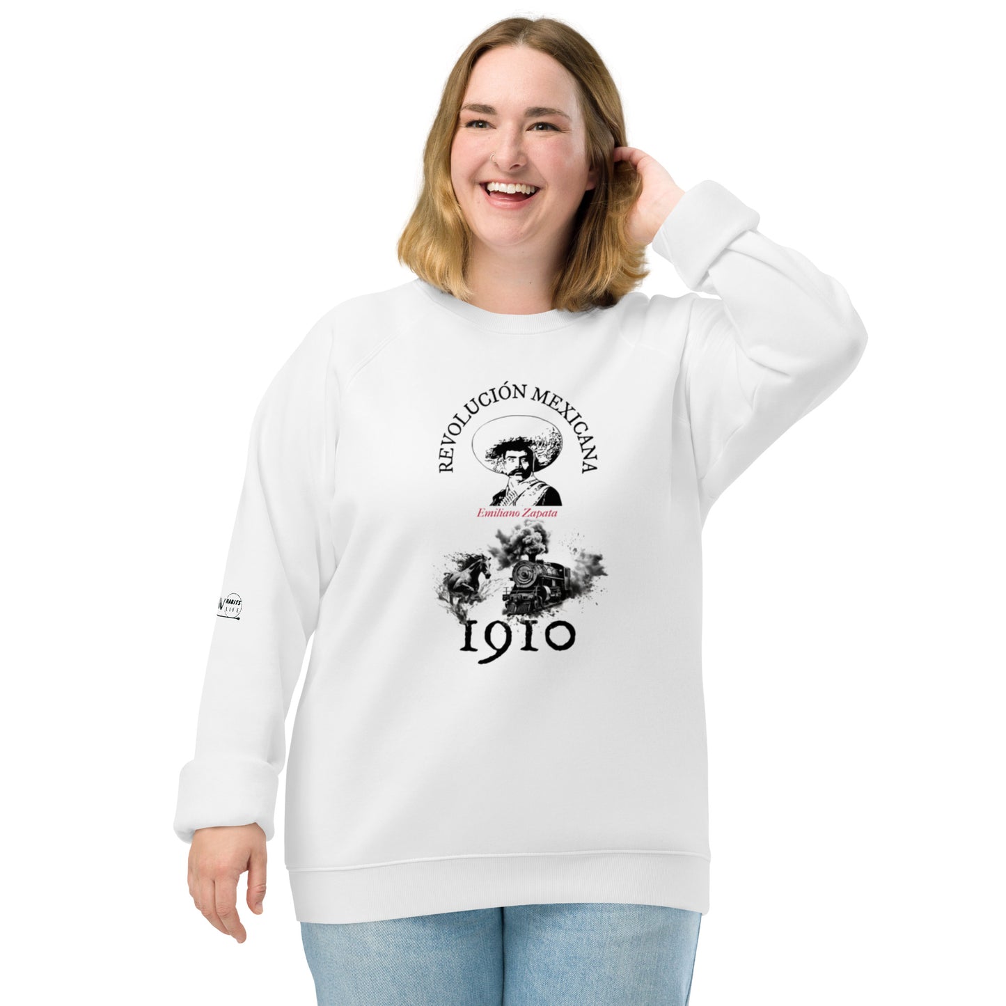 Emiliano Zapata organic raglan sweatshirt woman front 3