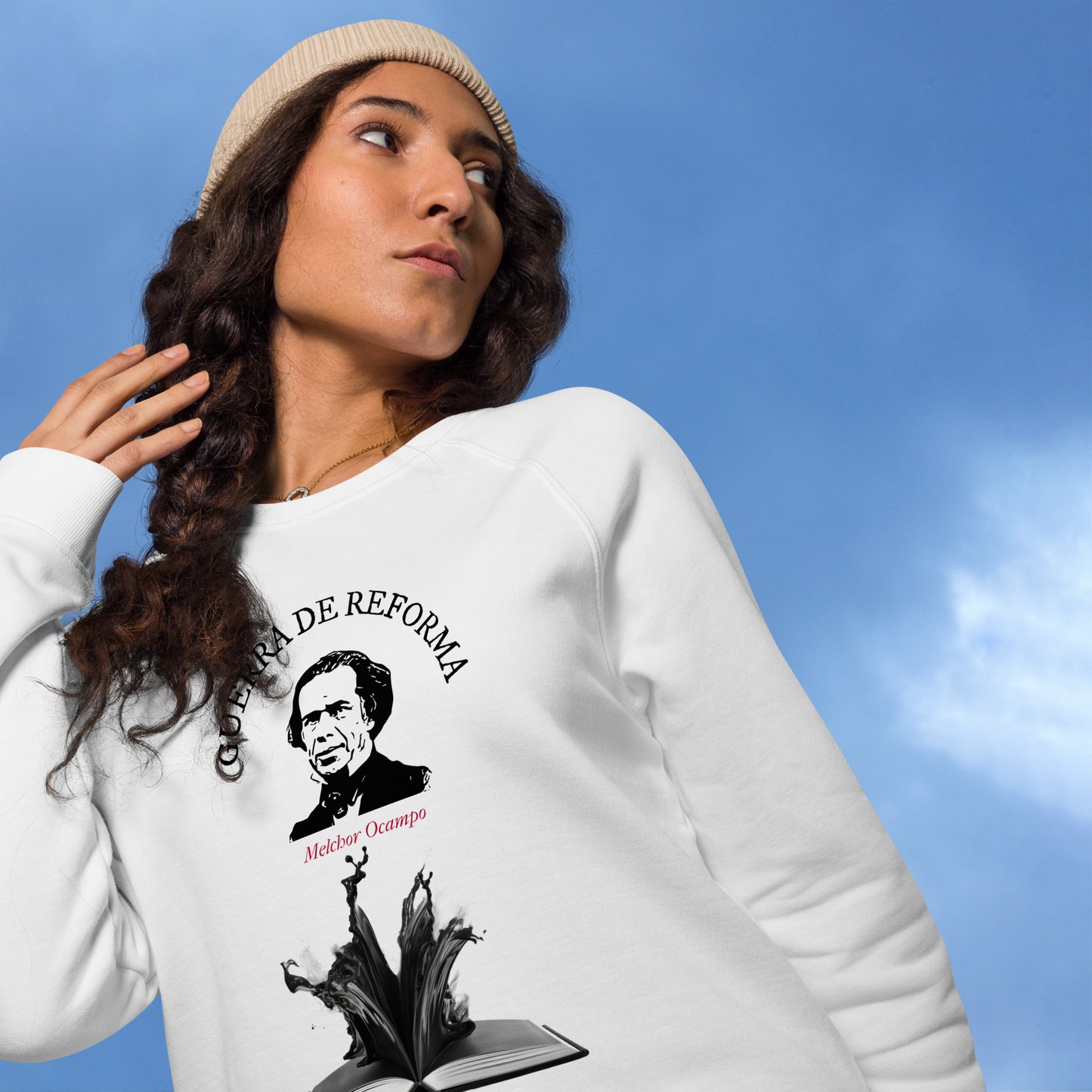 Melchor Ocampo organic raglan sweatshirt woman front 3