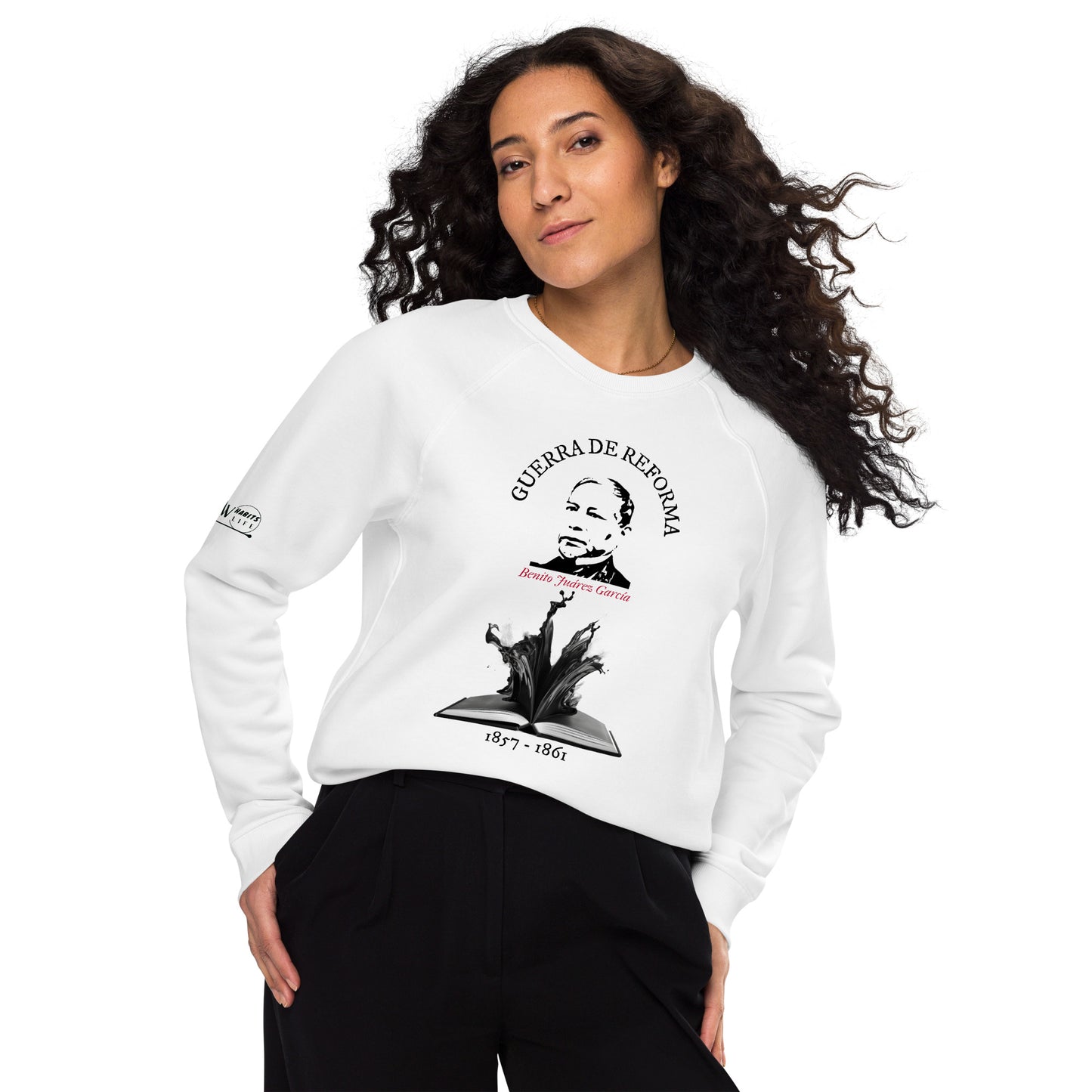 Benito Juarez organic raglan sweatshirt woman front 2