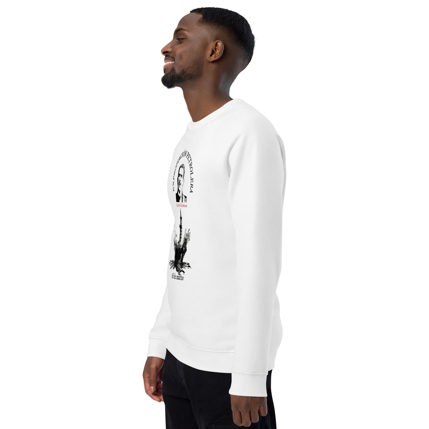 Lazaro Cardenas organic raglan sweatshirt left side