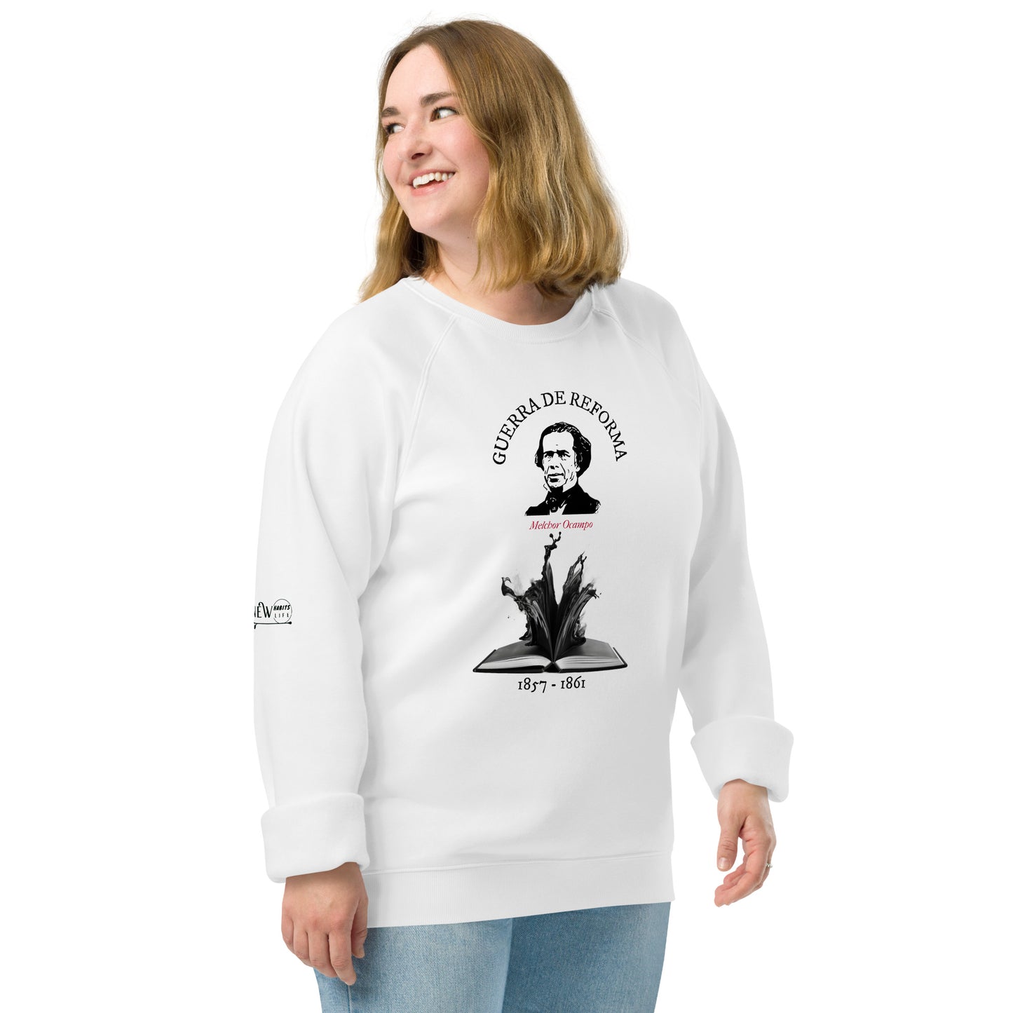 Melchor Ocampo organic raglan sweatshirt woman right side view