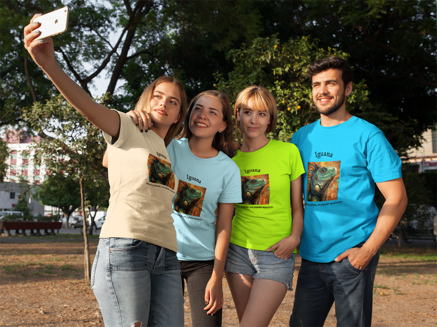 Iguana - Playera de algodón unisex, colores claros