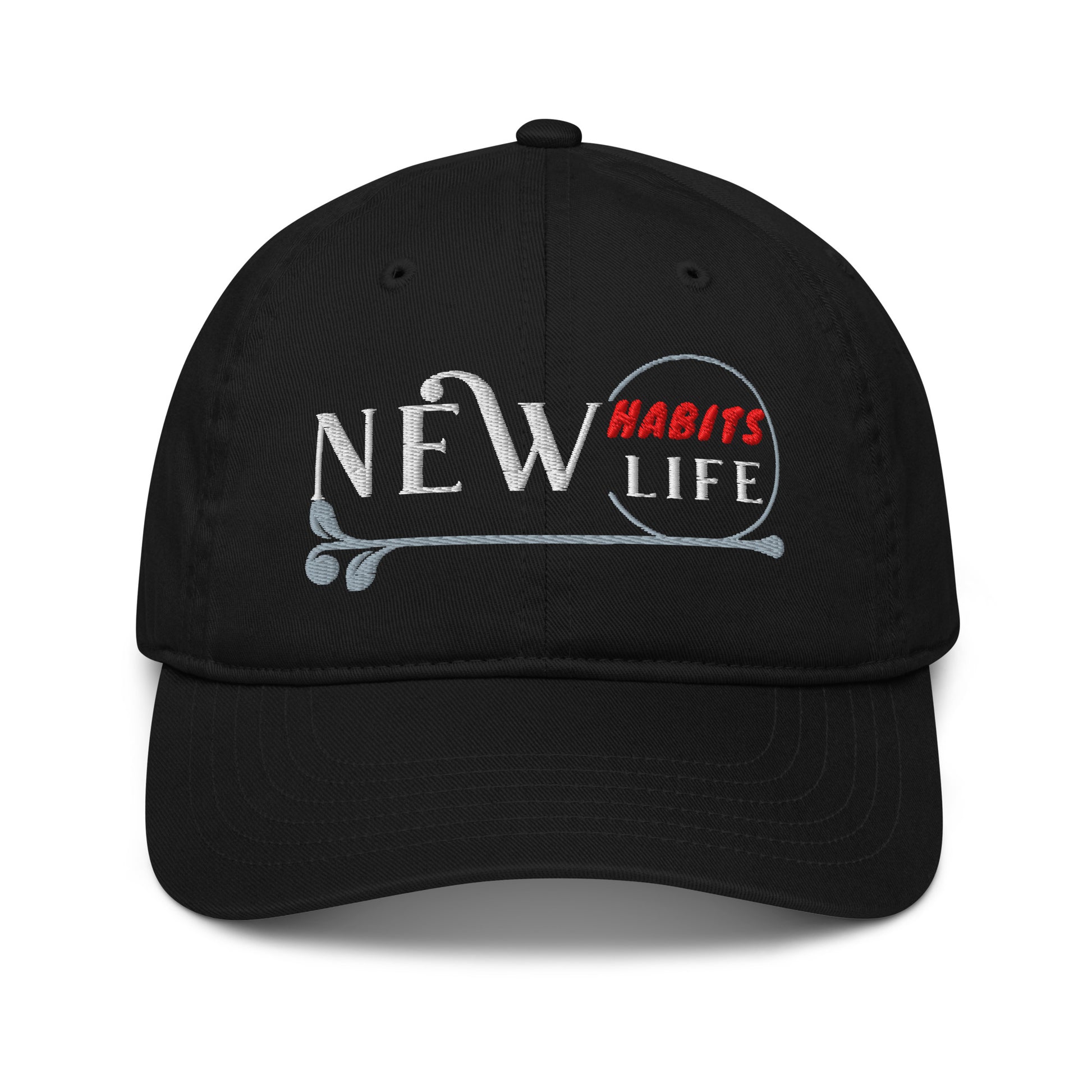 New Habits New Life White Logo Dad Hat (black color 1)