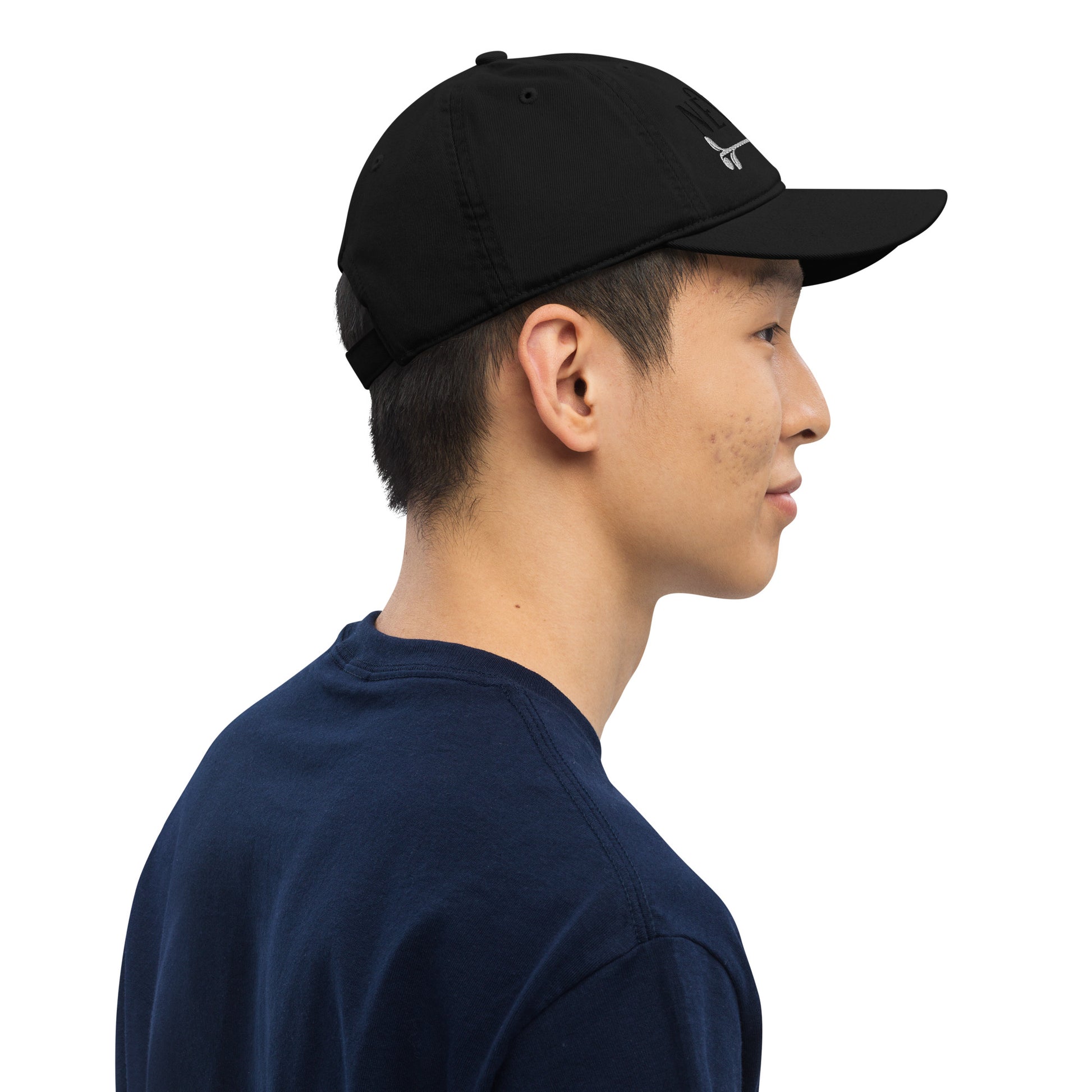 New Habits New Life Black Logo Dad Hat (black color right side)