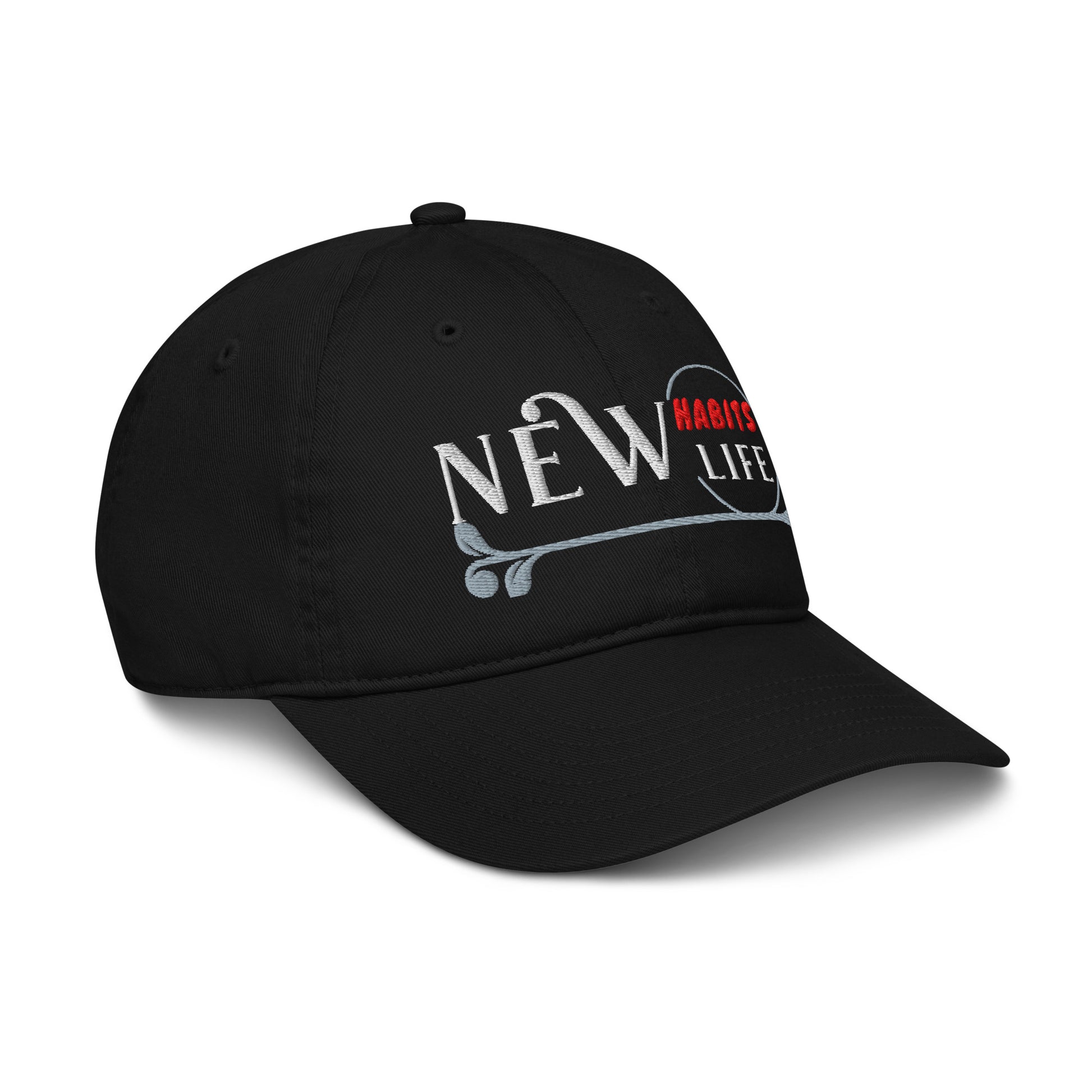 New Habits New Life White Logo Dad Hat (black color 6)