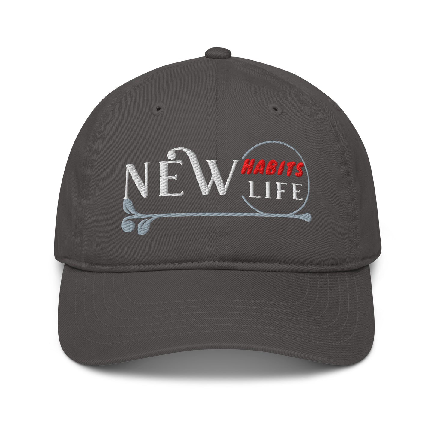 New Habits New Life White Logo Dad Hat (charcoal color 1)