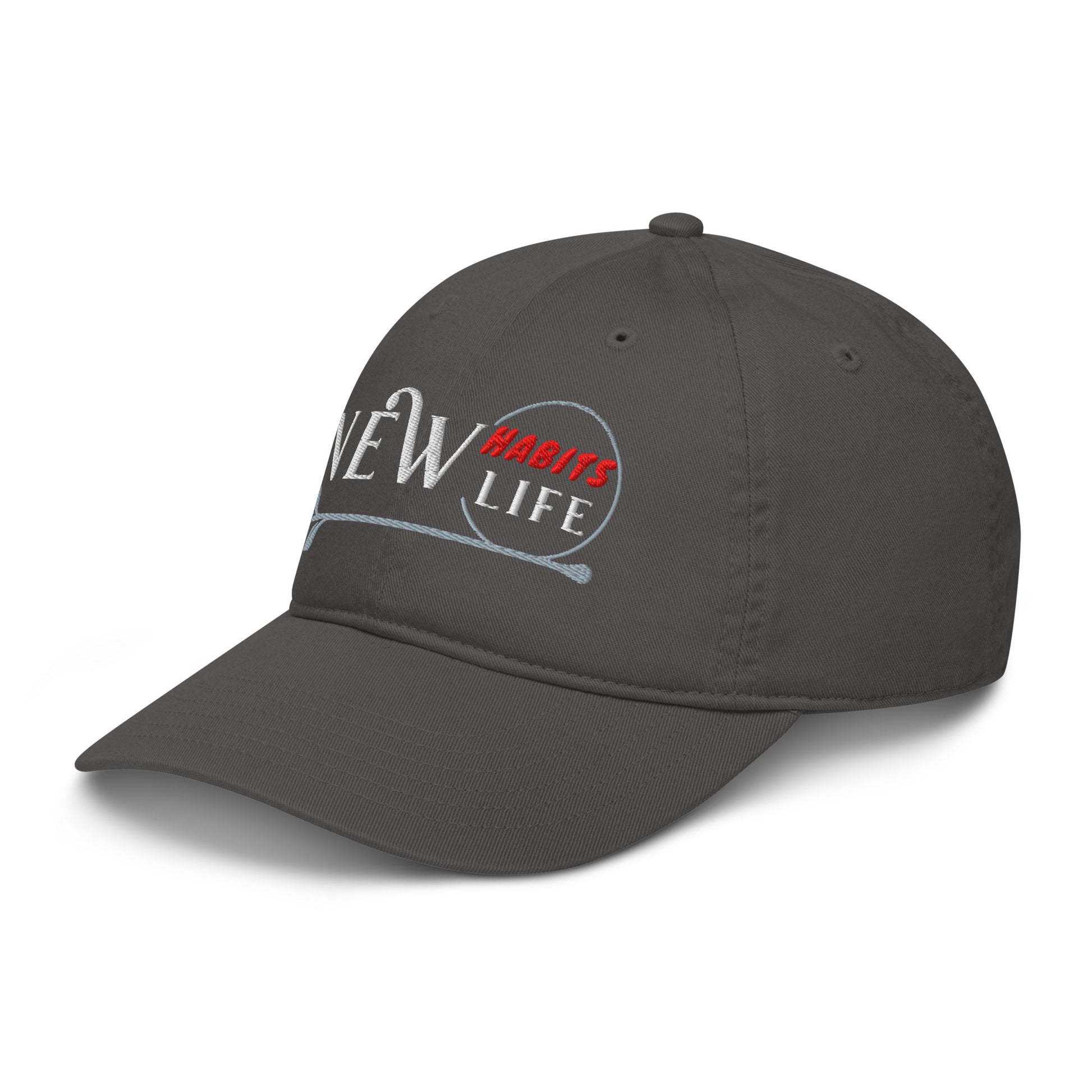 New Habits New Life White Logo Dad Hat (charcoal color 4)