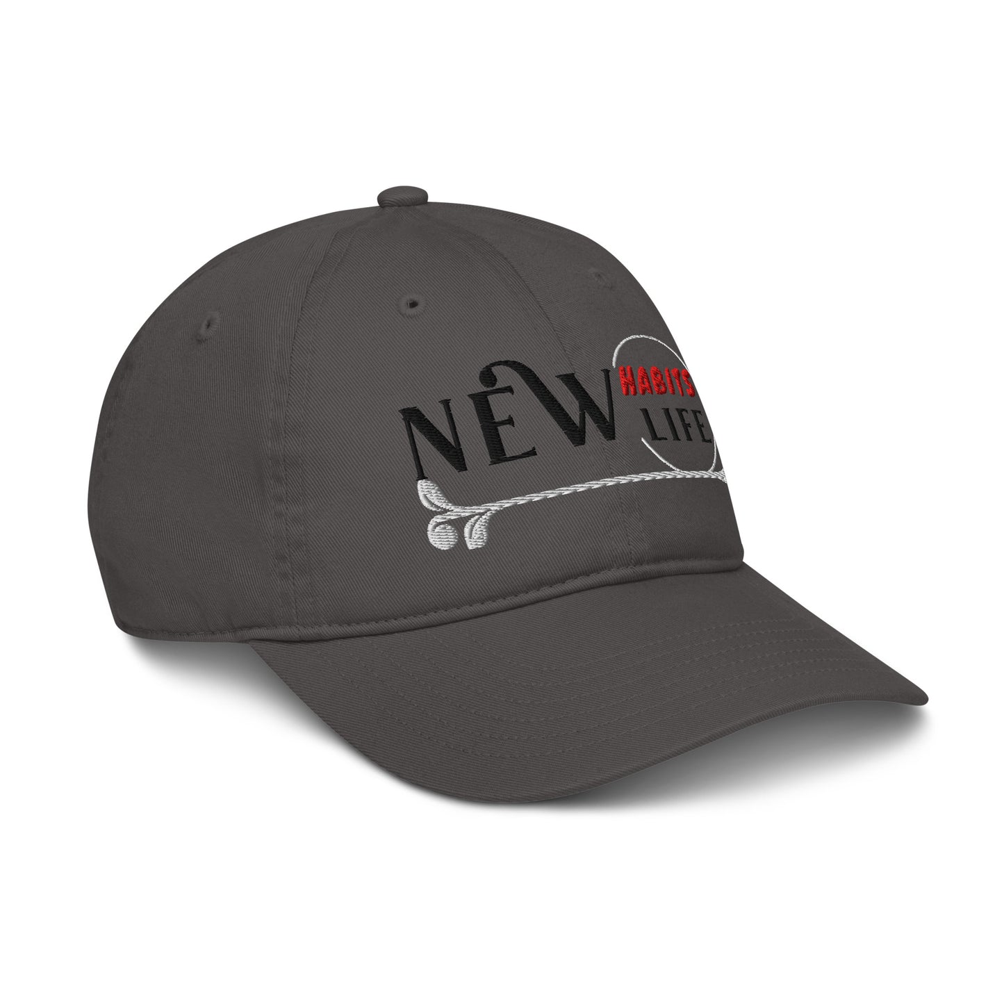 New Habits New Life Black Logo Dad Hat (charcoal color 6)