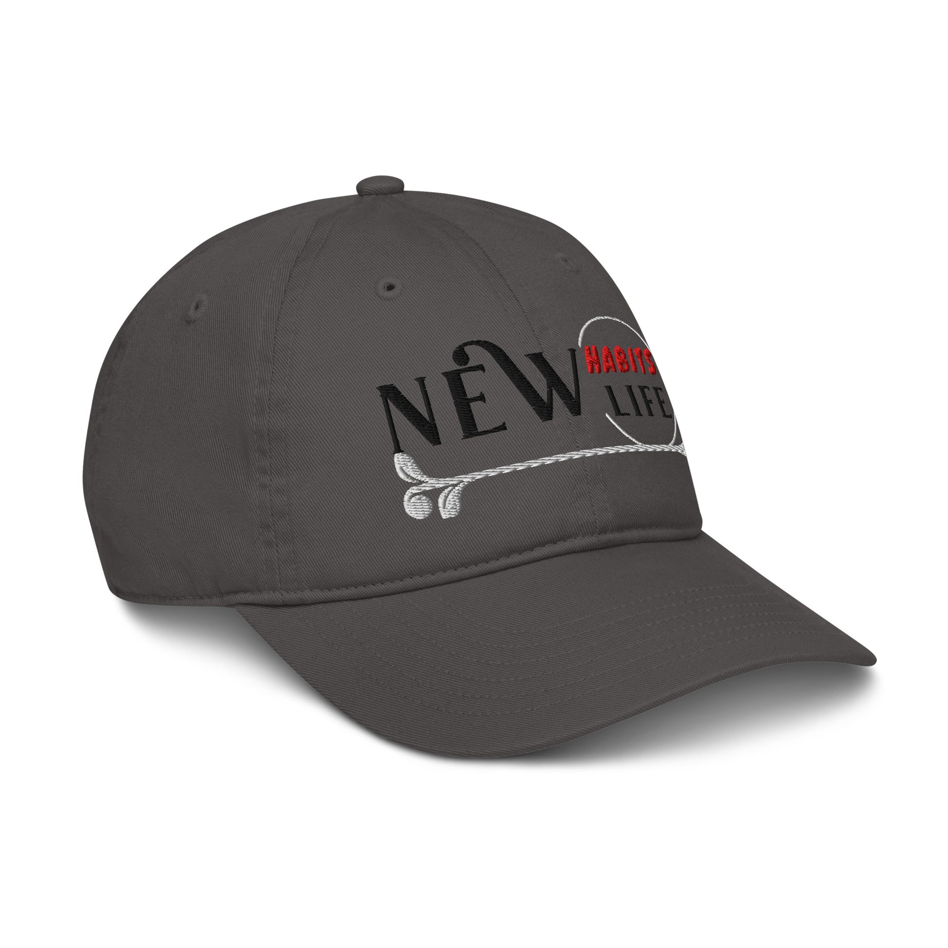New Habits New Life Black Logo Dad Hat (charcoal color 6)