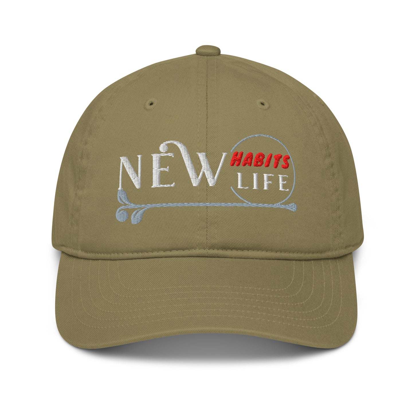 New Habits New Life White Logo Dad Hat (jungle color 1)
