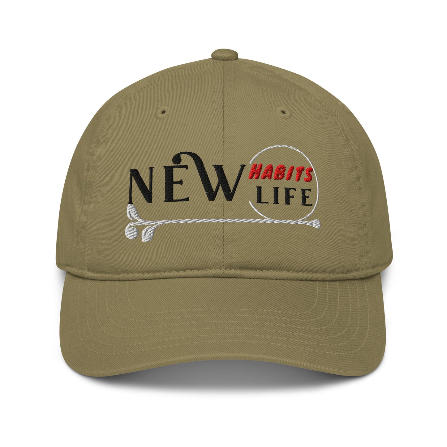 New Habits New Life Black Logo Dad Hat (Jungle color 1)