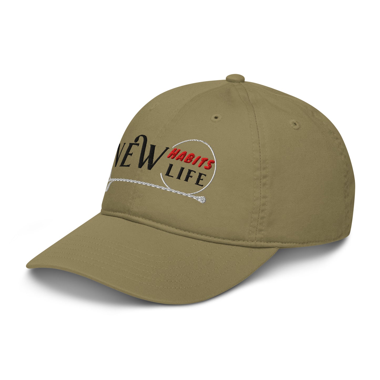 New Habits New Life Black Logo Dad Hat (Jungle color 4)