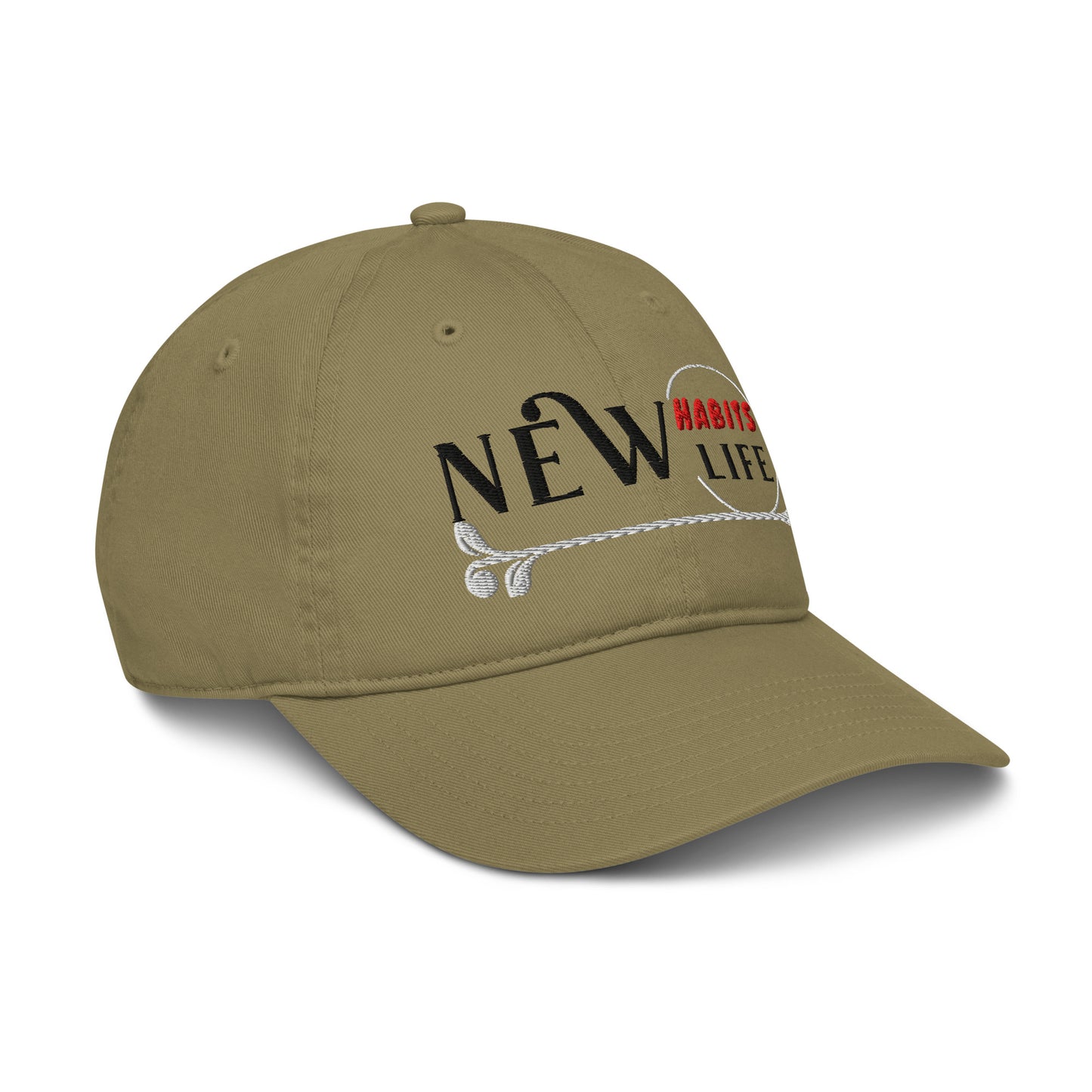 New Habits New Life Black Logo Dad Hat (Jungle color 6)