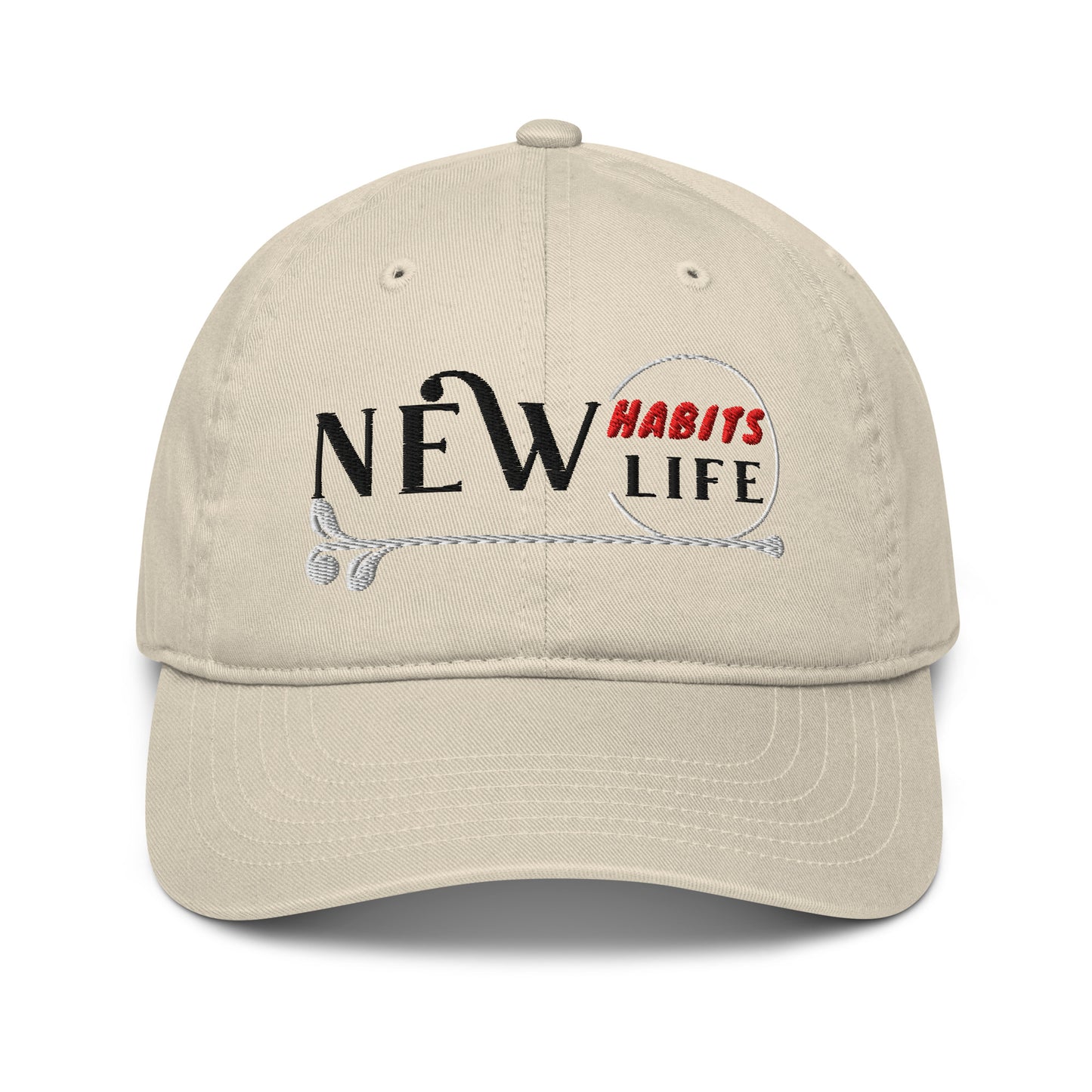 New Habits New Life Black Logo Dad Hat (Oyster color 1)