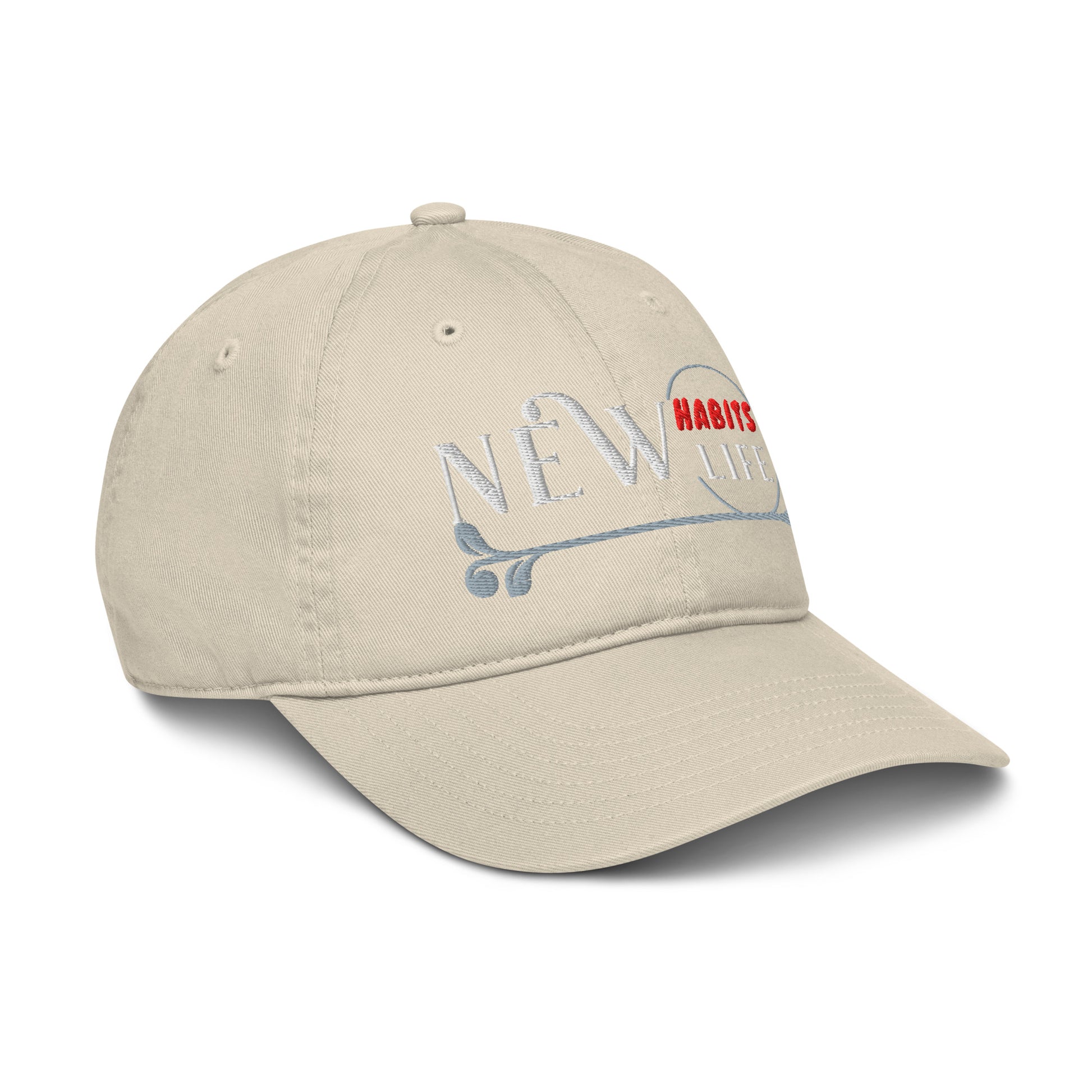 New Habits New Life White Logo Dad Hat (oyster color 6)