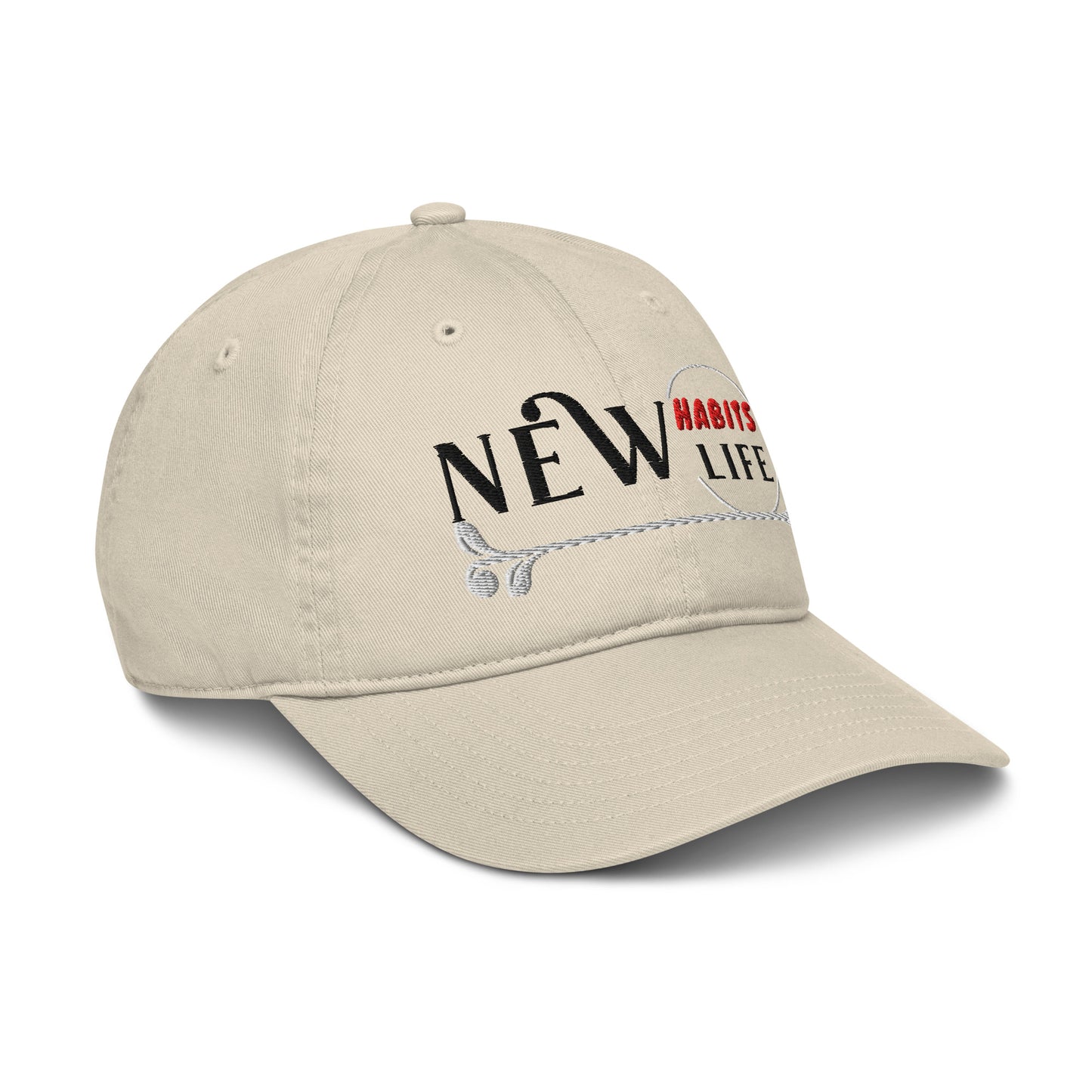 New Habits New Life Black Logo Dad Hat (Oyster color 6)