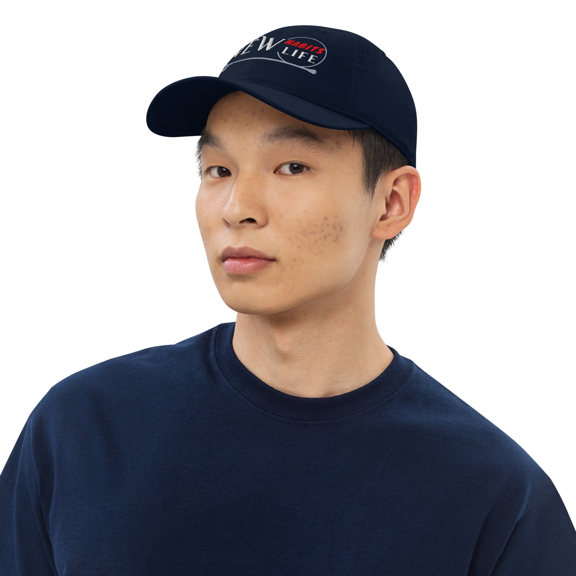 New Habits New Life White Logo Dad Hat (pacific color) man