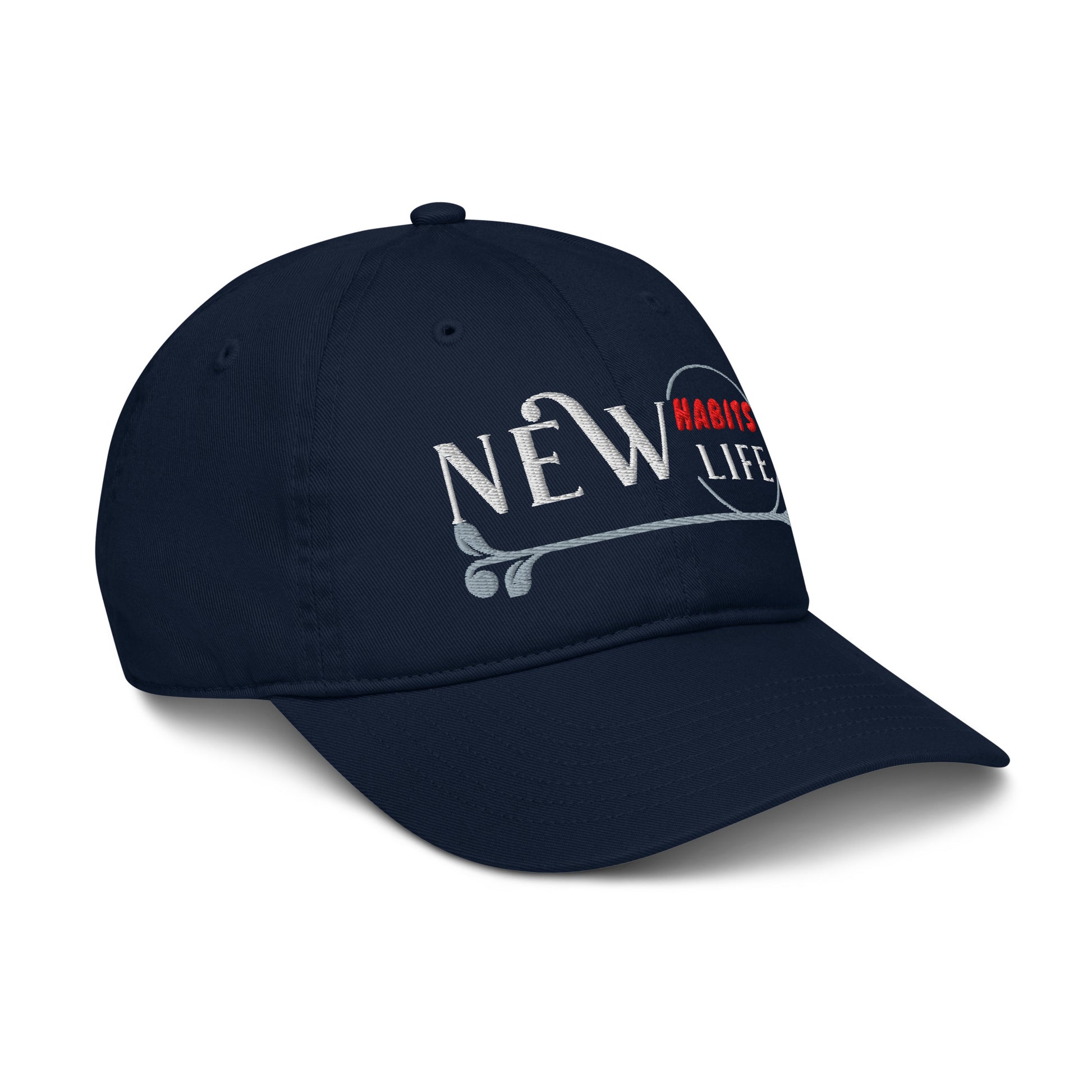 New Habits New Life White Logo Dad Hat (pacific color 6)