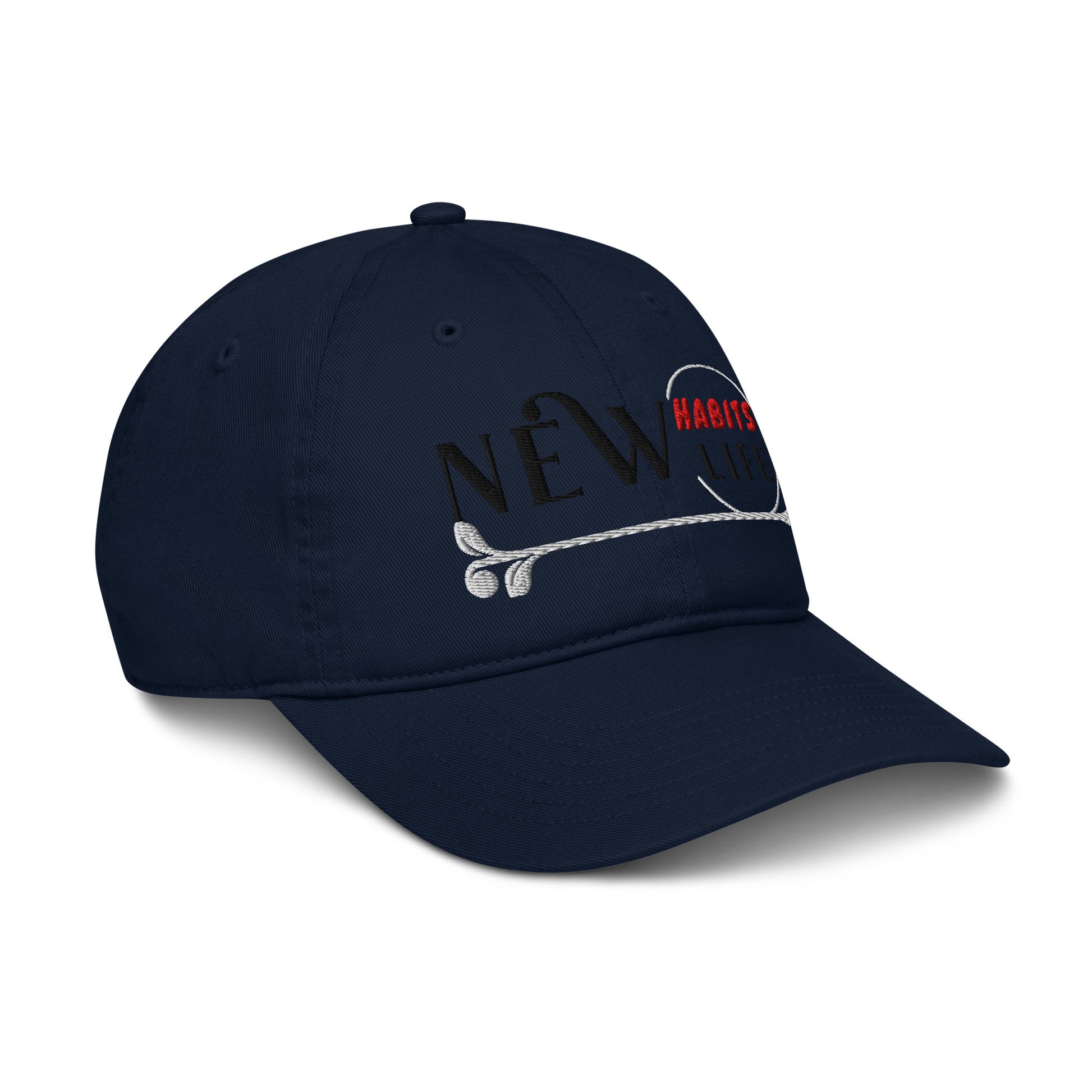 New Habits New Life Black Logo Dad Hat (pacific color 6)