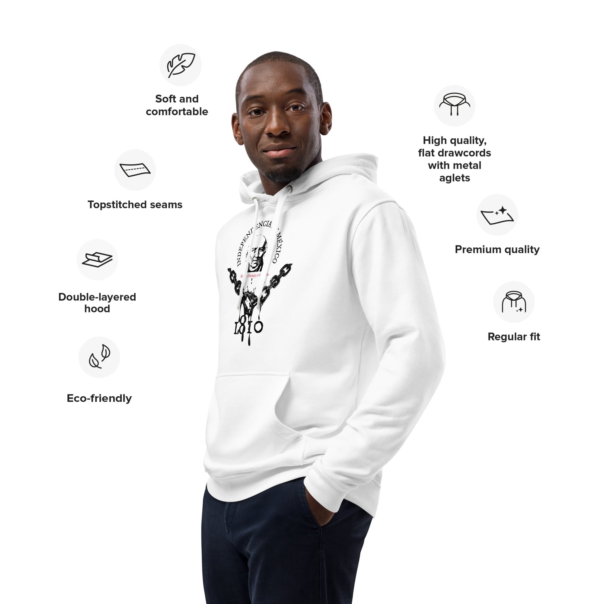 Mexican Independence (Hidalgo) eco-hoodie (features)