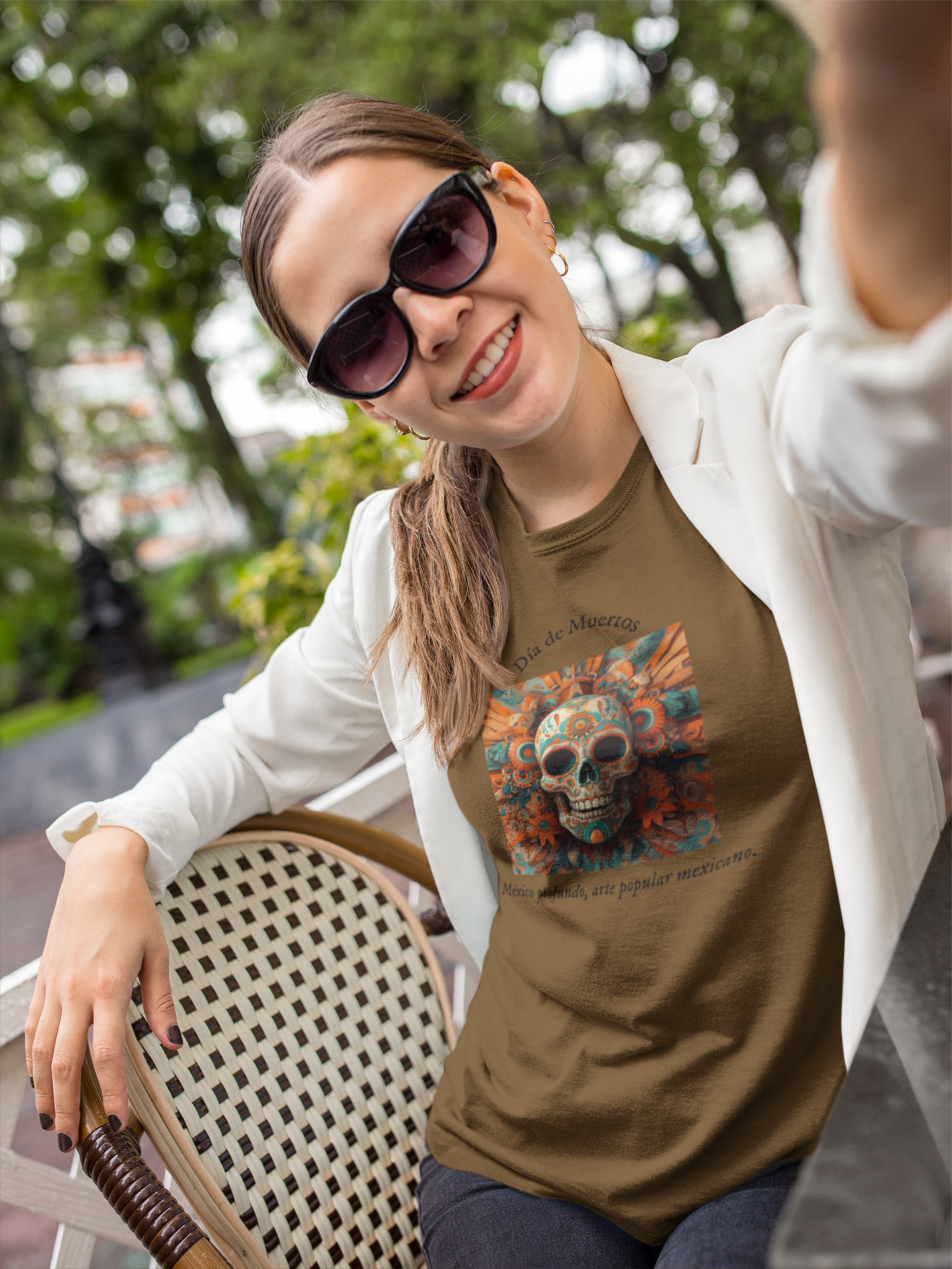 Día de Muertos - Playera de algodón unisex, colores obscuros