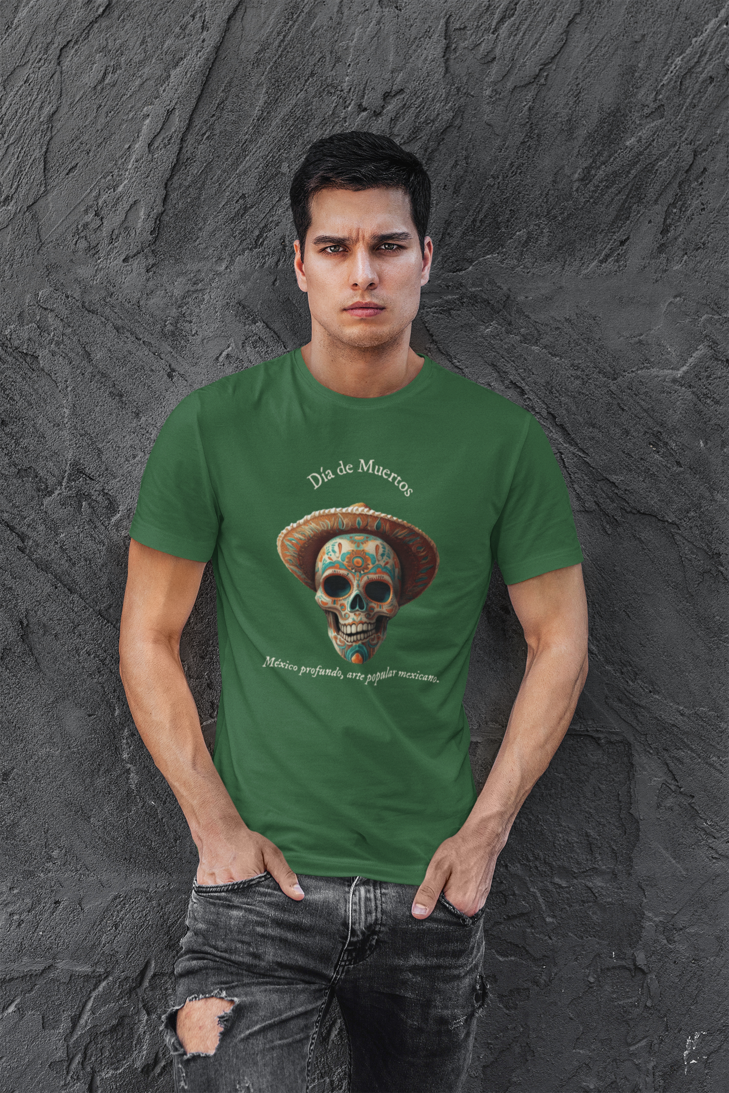 Día de Muertos (3) - Playera de algodón unisex, colores obscuros