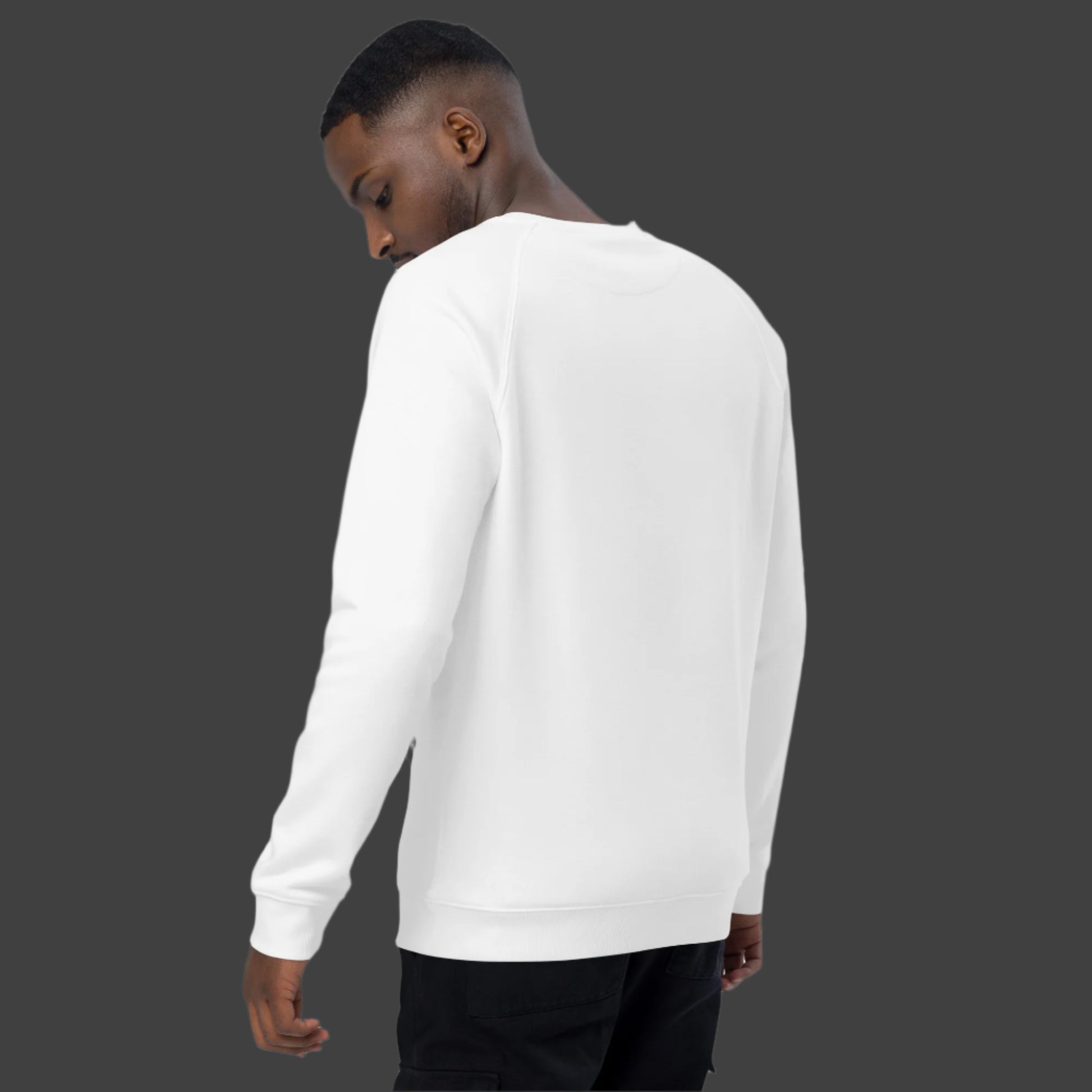 Miguel Hidalgo organic raglan sweatshirt in man, back view