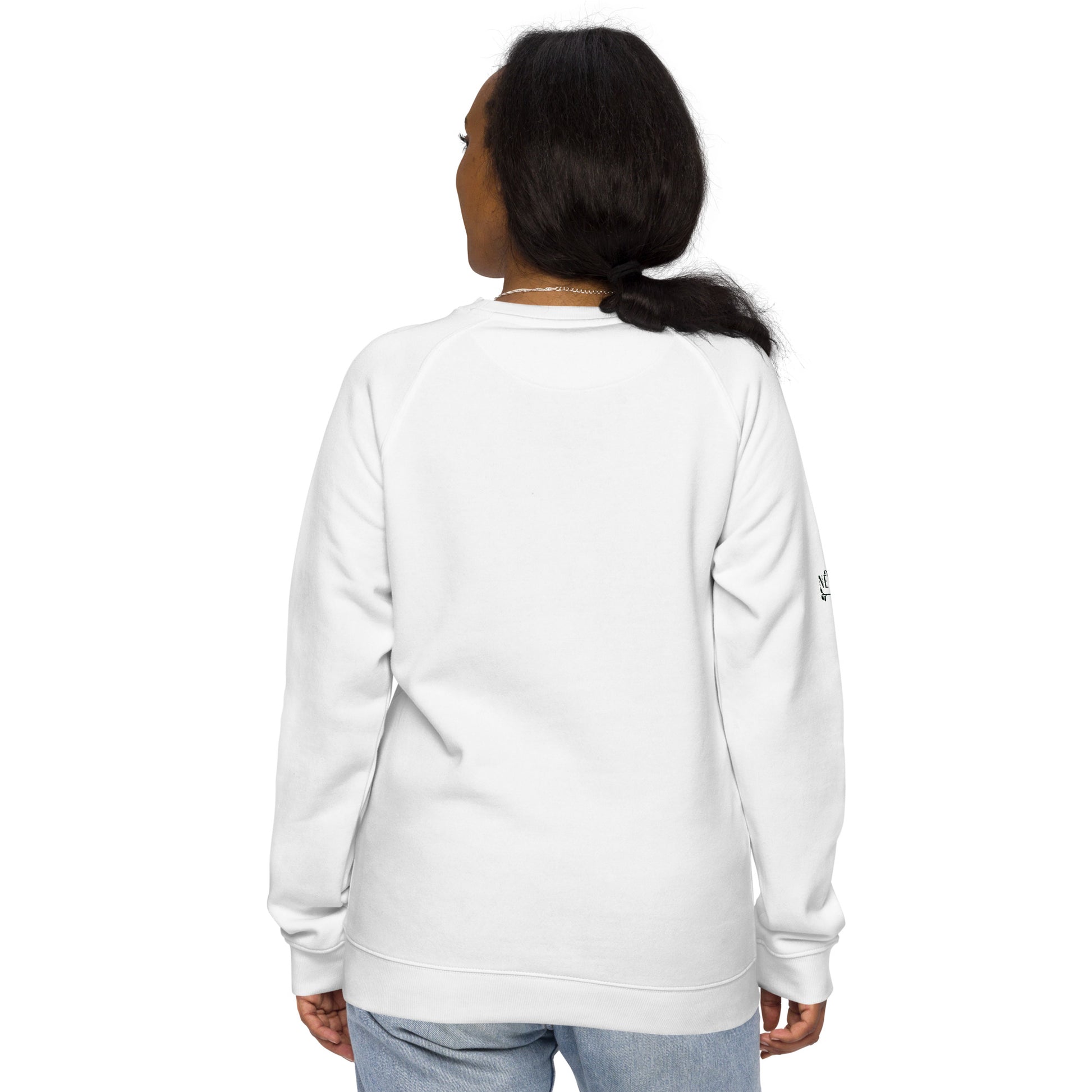 Lazaro Cardenas organic raglan sweatshirt back side woman