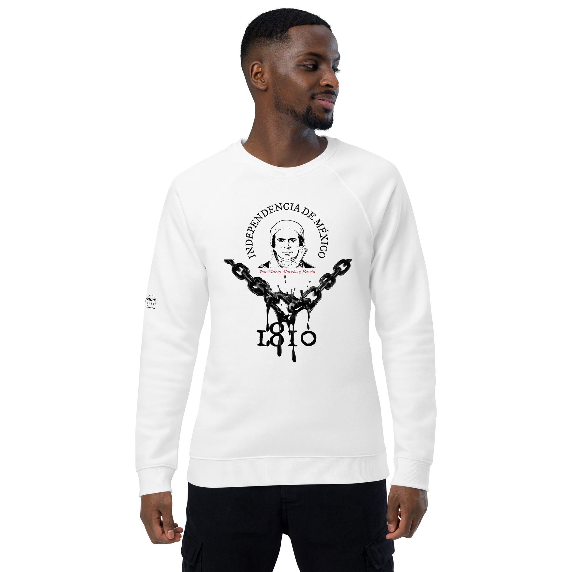 Morelos organic raglan sweatshirt in smiling man 